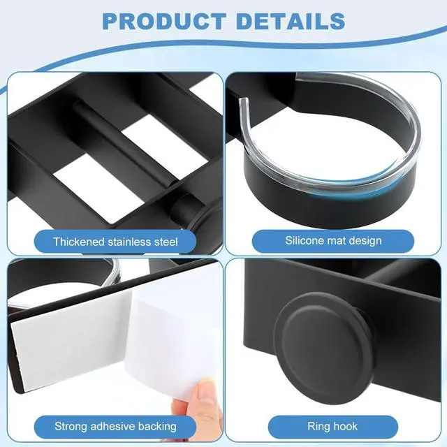 Alt view image 4 of 7 - Hair Dryer Holder Wall Mounted, Hair Dryer and Straightener Holder, Hair Tool Organizer for Bathroom, Suitable for Most of Hair Dryers(Color:Black)