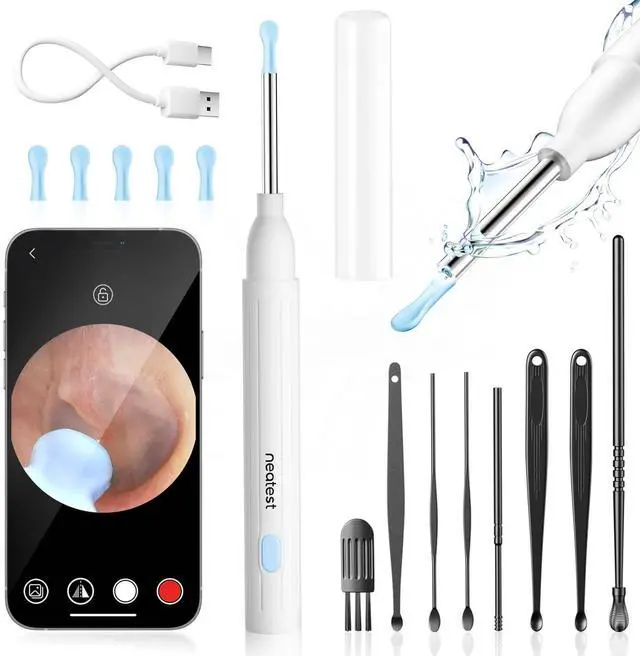 Main image of Ear Wax Removal- Earwax Remover Tool with 1296P HD Camera, Ear Canal Cleaner with 6 LED Lights 8 Different Rechargeable Ear Cleaning Kit, Smart Ear Camera for iOS & Android (White)