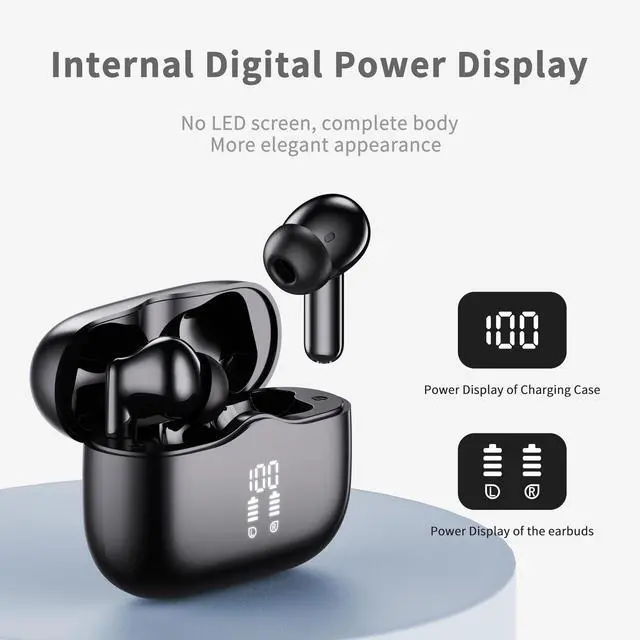 Alt view image 5 of 7 - Wireless Earbuds, Bluetooth 5.4 Headphones in Ear with 4 ENC Noise Cancelling Mic, New Wireless Earphones HiFi Stereo Deep Bass 40H Playtime, In-Ear Bluetooth Earbuds LED Display IP7 Waterproof, USB-C