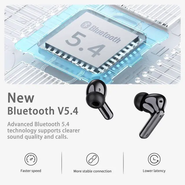 Alt view image 2 of 7 - Wireless Earbuds, Bluetooth 5.4 Headphones in Ear with 4 ENC Noise Cancelling Mic, New Wireless Earphones HiFi Stereo Deep Bass 40H Playtime, In-Ear Bluetooth Earbuds LED Display IP7 Waterproof, USB-C