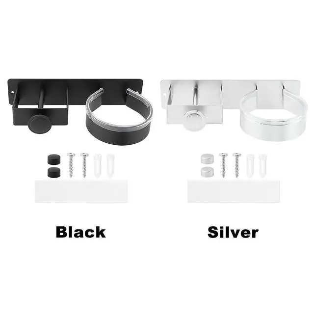 Alt view image 3 of 7 - Hair Dryer Holder Wall Mounted, Hair Dryer and Straightener Holder, Hair Tool Organizer for Bathroom, Suitable for Most of Hair Dryers(Color:Black)