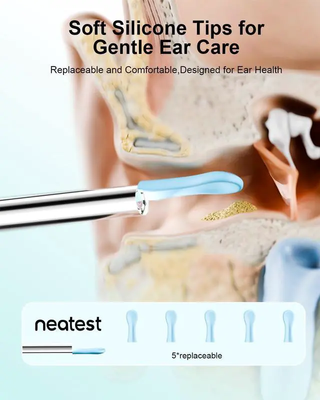 Alt view image 4 of 7 - Ear Wax Removal- Earwax Remover Tool with 1296P HD Camera, Ear Canal Cleaner with 6 LED Lights 8 Different Rechargeable Ear Cleaning Kit, Smart Ear Camera for iOS & Android (White)