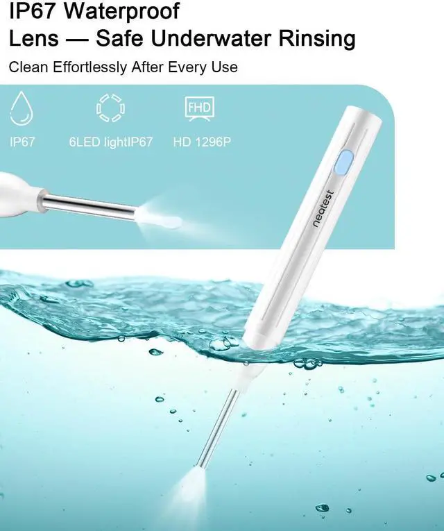 Alt view image 5 of 7 - Ear Wax Removal- Earwax Remover Tool with 1296P HD Camera, Ear Canal Cleaner with 6 LED Lights 8 Different Rechargeable Ear Cleaning Kit, Smart Ear Camera for iOS & Android (White)
