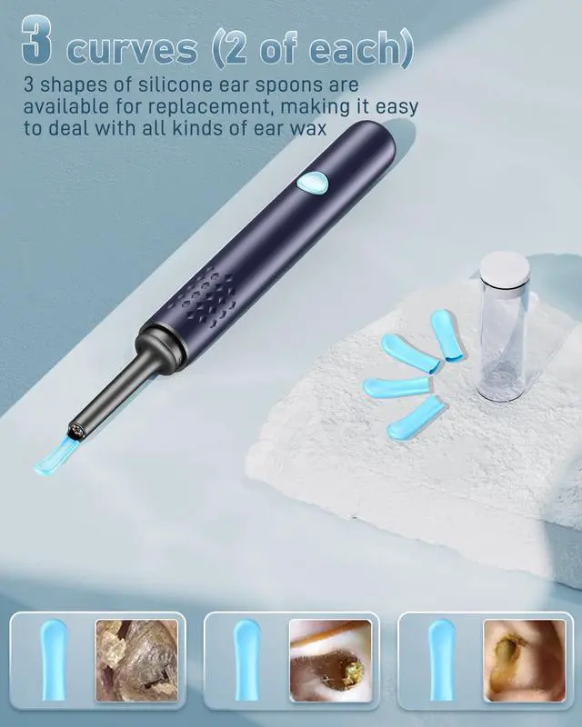 Alt view image 4 of 7 - Ear Wax Removal Tool Camera - Ear Cleaner with Camera,1080P Otoscope, Ear Cleaning Tool with 4 Ear Spoon, Ear Camera for iPhone & Android Phones - Blue