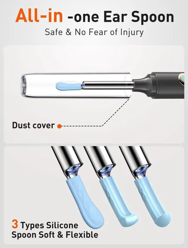 Alt view image 3 of 7 - DEETOK Ear Wax Removal Tool Camera - Ear Cleaner with 1080P HD Camera, Otoscope with Light, Earwax Removal Kit with 50 Replacement Tips for iPhone, iPad, Android Phones (Black)