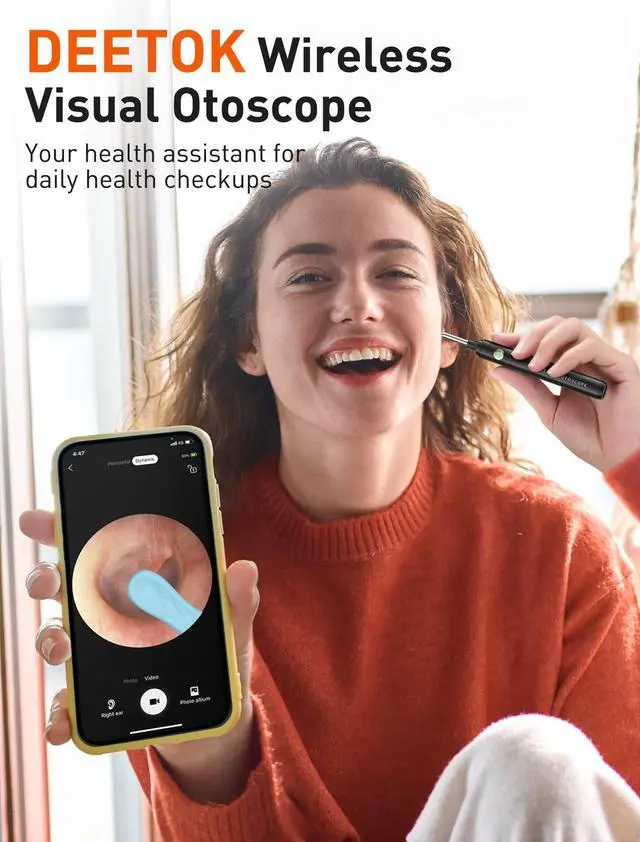 Alt view image 7 of 7 - DEETOK Ear Wax Removal Tool Camera - Ear Cleaner with 1080P HD Camera, Otoscope with Light, Earwax Removal Kit with 50 Replacement Tips for iPhone, iPad, Android Phones (Black)