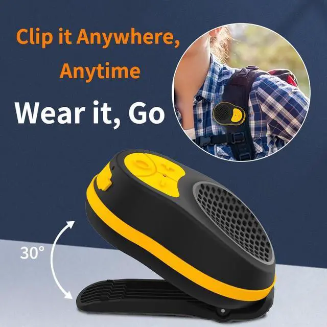 Alt view image 2 of 6 - SOFAMIRI Wearable Bluetooth Speaker Clip On, Small Portable Speaker, Waterproof Bluetooth Mini Speaker with Microphone for Workout Running Up to 24H Playtime(Black+Orange)