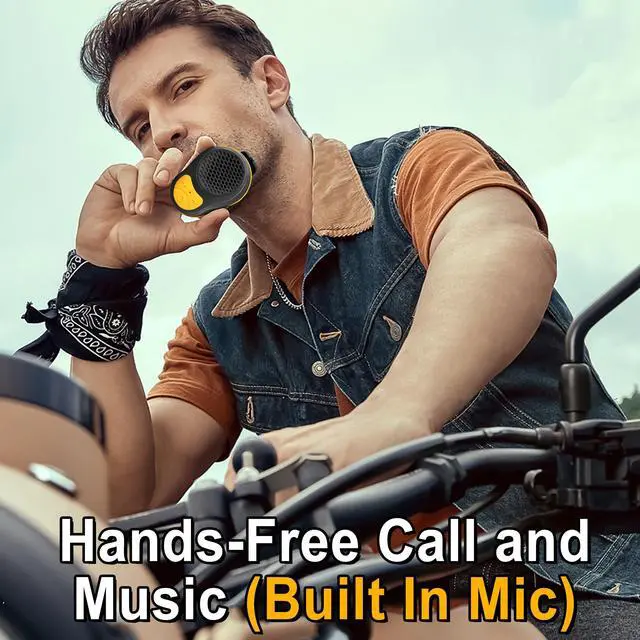 Alt view image 6 of 6 - SOFAMIRI Wearable Bluetooth Speaker Clip On, Small Portable Speaker, Waterproof Bluetooth Mini Speaker with Microphone for Workout Running Up to 24H Playtime(Black+Orange)