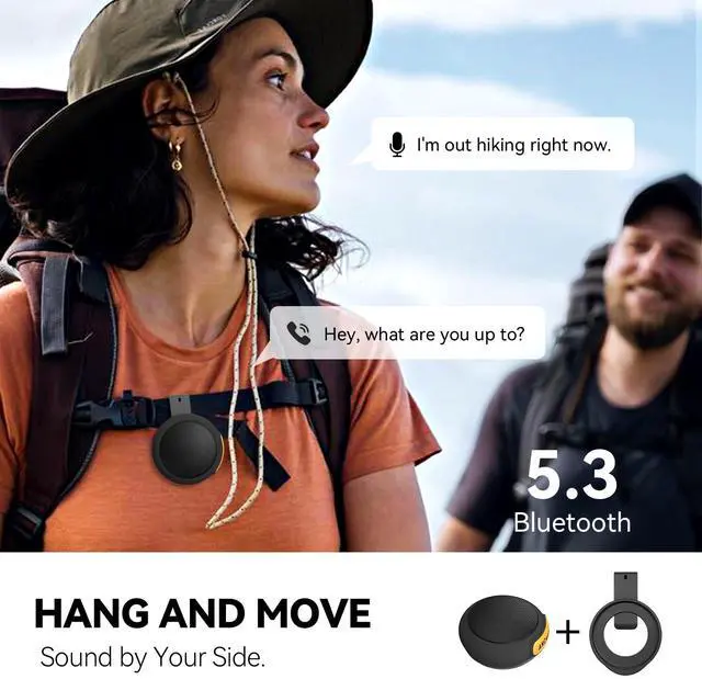 Alt view image 4 of 7 - ANCwear Portable Bluetooth Speakers Wireless Mini Speaker with Enhanced Bass, HD Sound, Wearable Speaker with Microphone, 9.5H Playtime, IPX6 Waterproof for Sports, Outdoor Travel (Black)