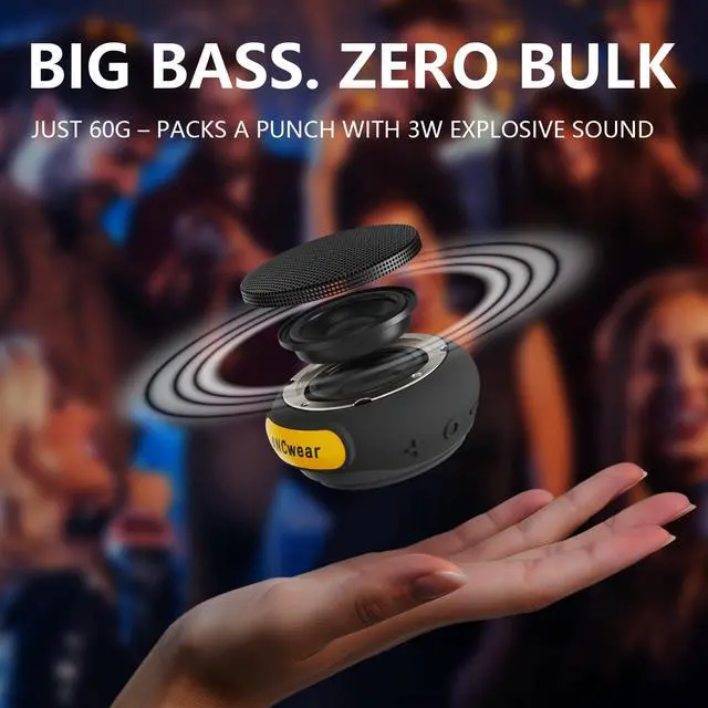 Alt view image 6 of 7 - ANCwear Portable Bluetooth Speakers Wireless Mini Speaker with Enhanced Bass, HD Sound, Wearable Speaker with Microphone, 9.5H Playtime, IPX6 Waterproof for Sports, Outdoor Travel (Black)