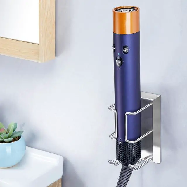 Alt view image 7 of 7 - Oukimly Hair Dryer and Straightener Holder Wall Mounted, Curling Iron Holder Adhesive, Blow Dryer Holder Wall, Bathroom Hair Tool Organizer for Flat Irons,Curling Wands,Styling Tools (Silver, 1Pc)