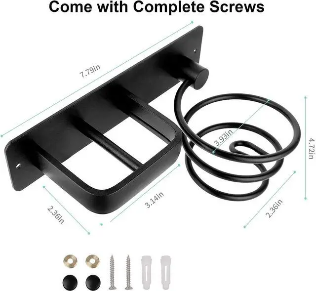 Alt view image 2 of 7 - Fanceey Aluminum Hair Dryer Holder Wall Mounted,Bathroom Hair Tool Organizer, Flat Iron,Curling Wand,Hair Straightener Blow Dryer Holder Rack (Black)