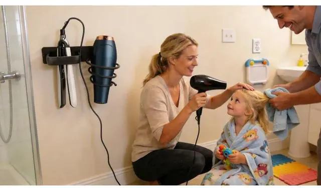 Alt view image 5 of 7 - Fanceey Aluminum Hair Dryer Holder Wall Mounted,Bathroom Hair Tool Organizer, Flat Iron,Curling Wand,Hair Straightener Blow Dryer Holder Rack (Black)