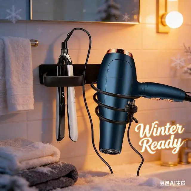 Alt view image 6 of 7 - Fanceey Aluminum Hair Dryer Holder Wall Mounted,Bathroom Hair Tool Organizer, Flat Iron,Curling Wand,Hair Straightener Blow Dryer Holder Rack (Black)