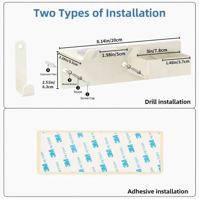 Alt view image 5 of 7 - Hair Dryer and Straightener Holder, Hair Tool Organizer Wall Mount for Bathroom, Stainless Steel Straightener Holder, Blow Dryer Holder Adhesive/Drilling HairDryer Stand White UEMUSI