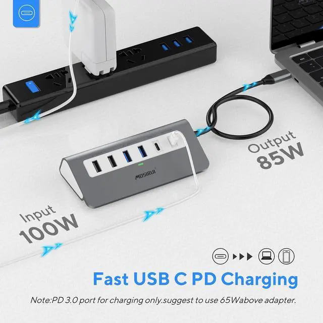 Alt view image 6 of 7 - USB C Hub Multiport Adapter,Mosirui 9-in-1 USB-C Docking Station with 4K HDMI,5Gbps Type C 3.0,USB-A3.0/2.0,100W PD, SD/TF for MacBook/Pro iPad/Dell/HP/Desktop/Laptops(1.64 FT)