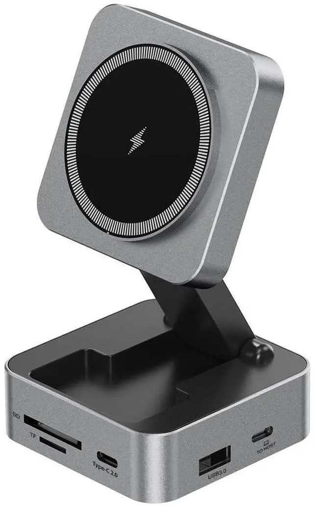 Main image of 10-in-1 Portable USB-C Hub with Wireless Charger, 4K HDMI, Made with Aluminum Alloy Casing for Durability, Compatible with Mac, Windows, Compact and Lightweight USB C Docking Station for Travel