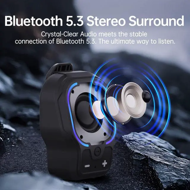 Alt view image 2 of 7 - Wearable Bluetooth Speaker, Magnetic Clip-on Wireless Portable Speaker, Mini Loud speaker with 3 Light Modes, 10H Battery, Lightweight, Built-in Mic for Hands-Free Music Calls Outdoor Work, Ideal Gift