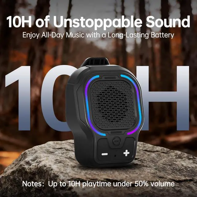 Alt view image 3 of 7 - Wearable Bluetooth Speaker, Magnetic Clip-on Wireless Portable Speaker, Mini Loud speaker with 3 Light Modes, 10H Battery, Lightweight, Built-in Mic for Hands-Free Music Calls Outdoor Work, Ideal Gift