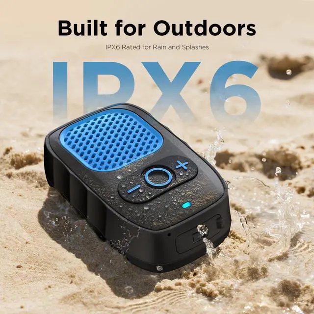 Alt view image 5 of 7 - ShellHome Wearable Bluetooth Speaker, 30H Working Time Clip-On Wireless Jobsite Pro Water-Resistant Portable Speaker Built-in Mic for Hands-Free Music and Calls, Blue, Non-Magnet