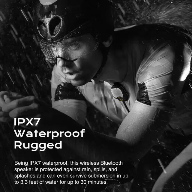 Alt view image 6 of 6 - Rythflo Wearable Bluetooth V5.3 Speaker, 30H Working Time Clip-On Wireless Jobsite Water-Resistant TWS Portable Speaker, IPX7 Waterproof, Built-in ENC Mic for Hands-Free Music/Calls