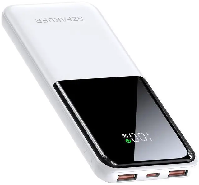 Main image of Portable Charger,Slim 10000mAh Power Bank,22.5W USB-C Fast Charging Battery Pack Compatible with iPhone 17/16/15/14/13/12 Pro Samsung Galaxy, iPad, AirPods, Android Tablets (White)