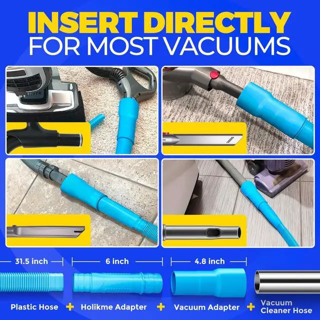 Alt view image 3 of 5 - Holikme 2 Pieces Dryer Vent Cleaner Kit, Dryer Lint Vacuum Attachment and Flexible Dryer Lint Brush, Dryer Vent Vacuum Hose Attachment,Blue