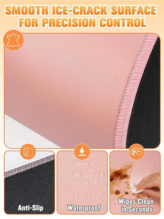 Alt view image 3 of 7 - Large Heated Gaming Mouse Pad Gamer Gifts - 5 Levels Heating & Timed Auto Shut-Off, Heated Desk Pad Mat for Keyboard Winter Gaming Accessories, Christmas for Women Girls, 31.5''x13'' Pink