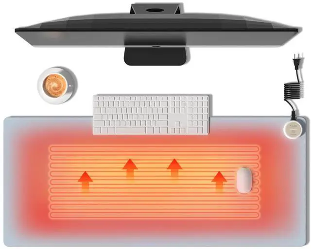 Main image of PAIDU Heated Mouse Pad Hand Warmers, Electric Warm Office Desk Mat, 31.5" x 13", 3 Control Levels Temperature 3 Hours Auto Shut-Off, Suitable for Home/Offices Computer Keyboard Pads (Blue)