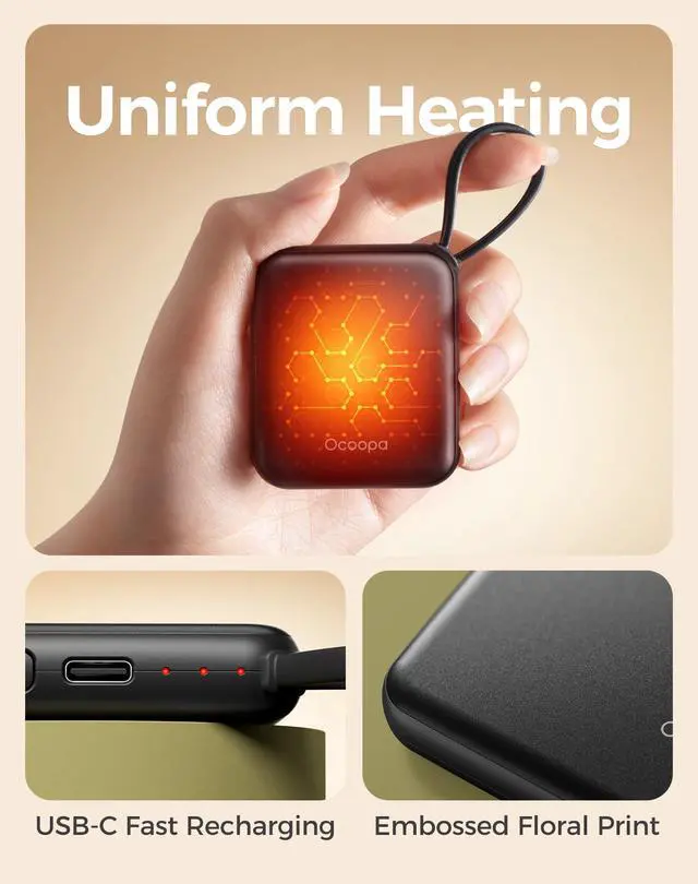 Alt view image 5 of 7 - Ocoopa Hand Warmers Rechargeable UT5 Nano Slim Electric Pocket Heater, Smart Temp Control, 14Hrs Battery, UL Safety, Travel Must Haves, Practical Gifts for Women, Christmas, Outdoor, Office