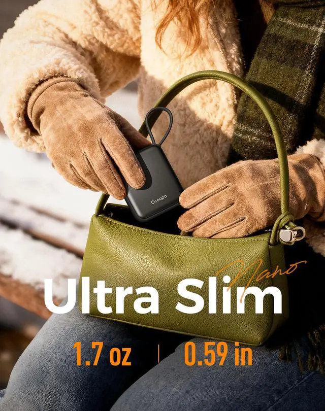 Alt view image 2 of 7 - Ocoopa Hand Warmers Rechargeable UT5 Nano Slim Electric Pocket Heater, Smart Temp Control, 14Hrs Battery, UL Safety, Travel Must Haves, Practical Gifts for Women, Christmas, Outdoor, Office