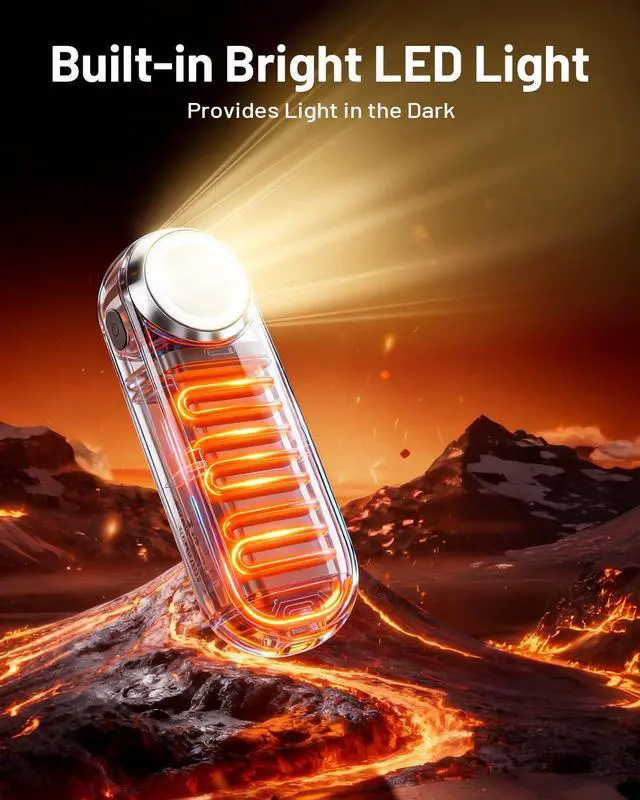 Alt view image 4 of 7 - Rechargeable Hand Warmers 2 Pack - Magnetic AI Electric Hot Hands with LED Light, 3 Heat Settings Double Sided, Long Battery Life,Portable Electric Heater for OutdoorHunting Camping