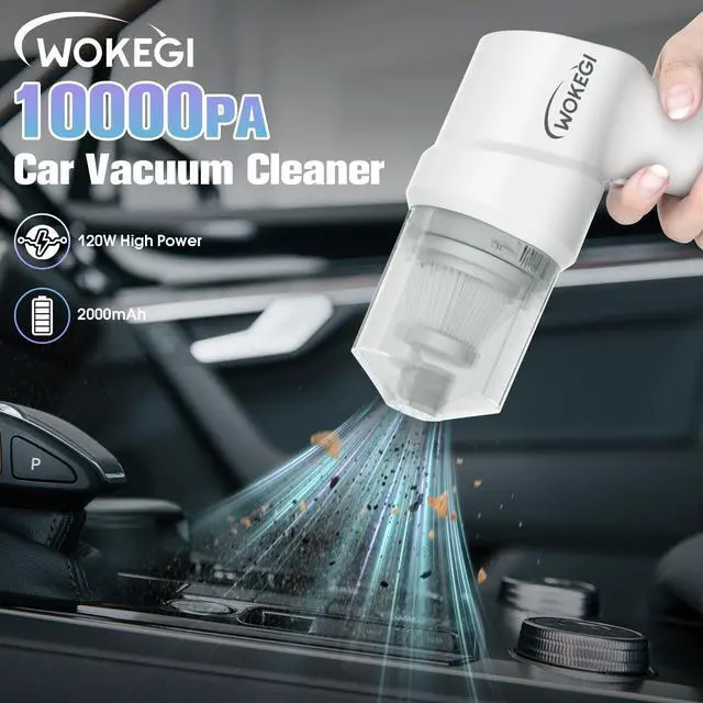 Alt view image 2 of 7 - Handheld Mini Car Vacuum, 10000PA Cordless Portable Vacuum with 2000mAh Battery, 3 in 1 Small Vacuum Cleaner & Air Duster with Type-C Charging, Compact & Lightweight for Car, Home, Kitchen (White)