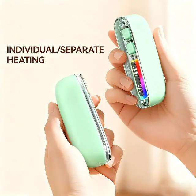 Alt view image 4 of 7 - Hand Warmers Rechargeable 2 Pack, 4 Levels Heat Up to 140 with LED Display, Portable Pocket Heater, Warm Gifts for Christmas, Outdoor, Golf, Hunting, Camping Accessories (Green)