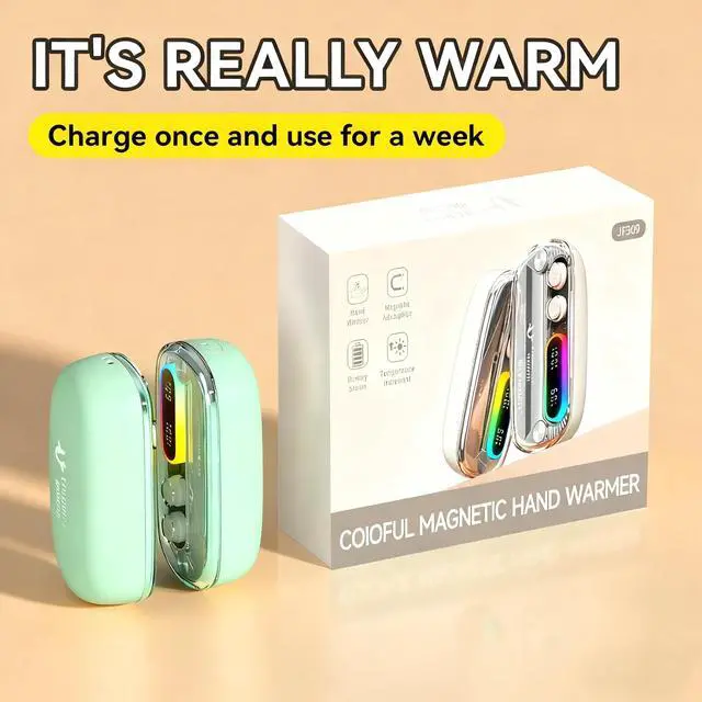 Alt view image 7 of 7 - Hand Warmers Rechargeable 2 Pack, 4 Levels Heat Up to 140 with LED Display, Portable Pocket Heater, Warm Gifts for Christmas, Outdoor, Golf, Hunting, Camping Accessories (Green)