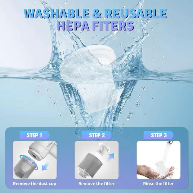 Alt view image 7 of 7 - Handheld Mini Car Vacuum, 10000PA Cordless Portable Vacuum with 2000mAh Battery, 3 in 1 Small Vacuum Cleaner & Air Duster with Type-C Charging, Compact & Lightweight for Car, Home, Kitchen (White)