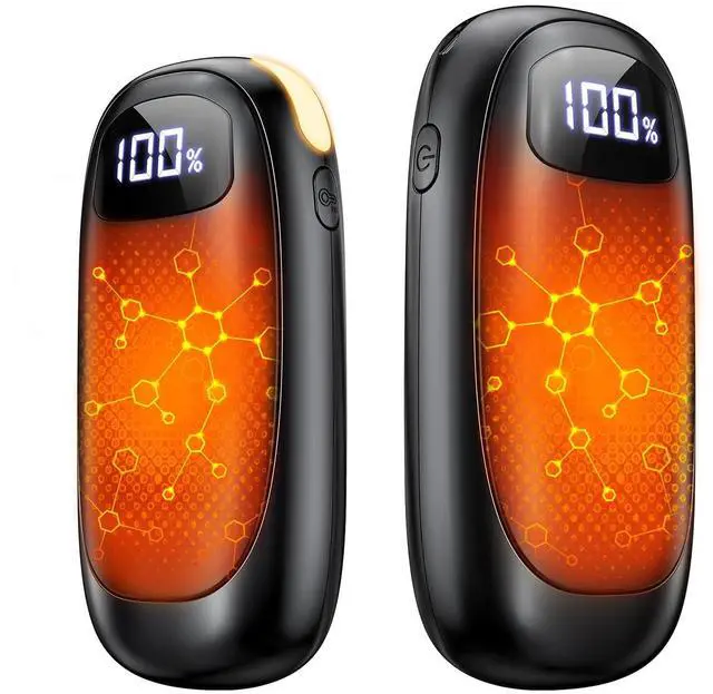 Main image of Hand Warmers Rechargeable 2 Pack, Electric Dual-Sided Heating with LED Display & Flashlight, Max 127, 13Hrs Long Lasting Pocket Heater for Raynauds, Hunting Essentials, Golf Gifts for Men Women