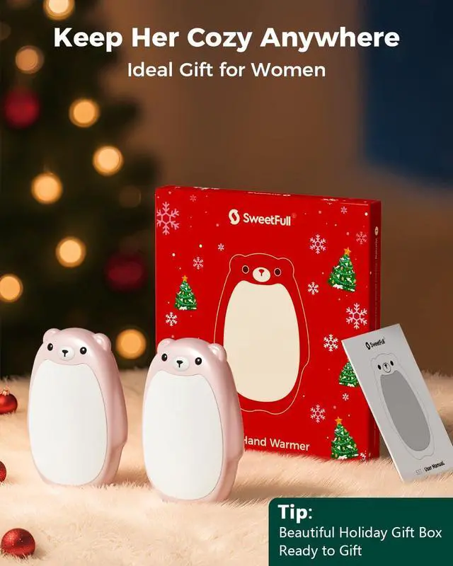 Alt view image 6 of 7 - SWEETFULL Hand Warmers Rechargeable Cute Bear, 2 Pack Magnetic, Reusable Electric Pocket Heater, Great Gift for Daughter, Kids, Wife, or Bestie, Portable for Outdoor & Camping (Pink)