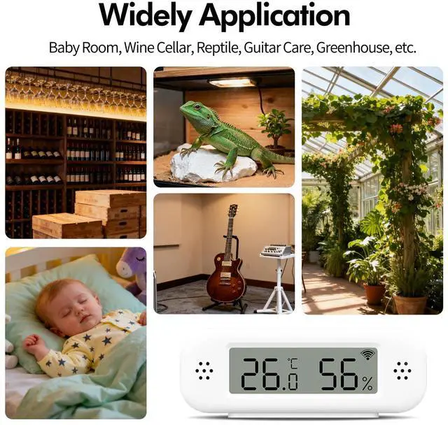Alt view image 7 of 7 - eMylo WiFi Thermometer Hygrometer Sensor, Wireless Indoor Temperature Humidity Monitor with App Control, Notification Alerts, Free Data Storage Export, for Home Pet Greenhouse, Compatible with Alexa