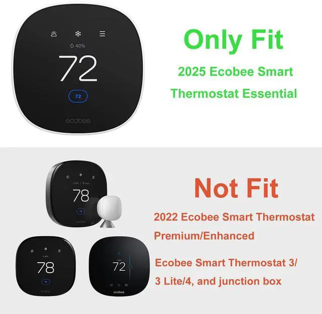 Alt view image 2 of 6 - Wall Plate Cover Compatible with New 2025 Ecobee Smart Thermostat Essential, Practical Ecobee Thermostat Trim Kit, Programmable WiFi Thermostat Accessory (1, Pure White)