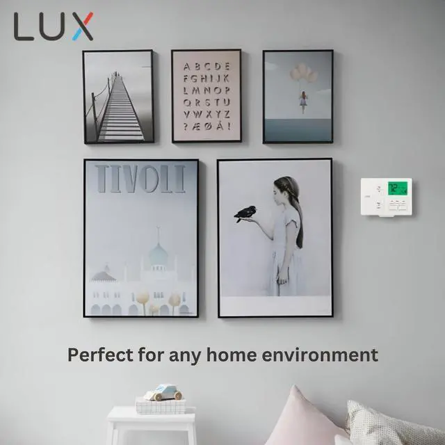 Alt view image 3 of 7 - Lux Pro All in One Non Programmable/Programmable Thermostat; 7 and 5/2 Day Settings for Digital Energy Saving; Multi Stage Heating, AC Systems; Easy DIY, P711-Horizontal, 1 Unit, Batteries Included