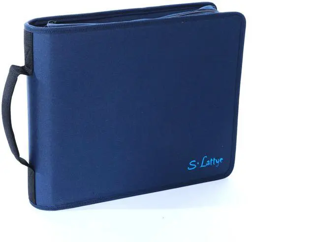 Alt view image 7 of 7 - DVD CD Storage Case with Extra Wide Title Cover Pages for Blu Ray Movie Music Audio Disk (Portable Carrying Binder Holder Wallet Album Home Organizer Shelf )- Blue, 128 disk units, 64 cover pockets