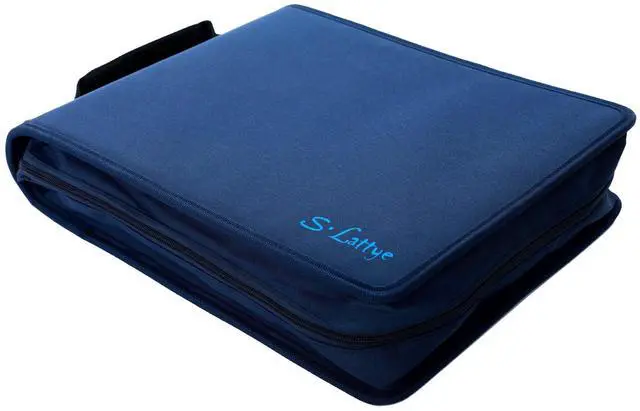 Alt view image 6 of 7 - DVD CD Storage Case with Extra Wide Title Cover Pages for Blu Ray Movie Music Audio Disk (Portable Carrying Binder Holder Wallet Album Home Organizer Shelf )- Blue, 128 disk units, 64 cover pockets