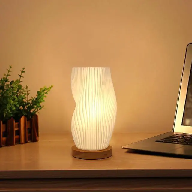 Main image of Novelty Small Table Lamp for Bedroom,Vintage Style Striped Small Night Light Lamp, Mini Bedside Lamp for Living Room Nightstand Small Space Kids Room Living Room Office Dorm (SM), Warm-SM