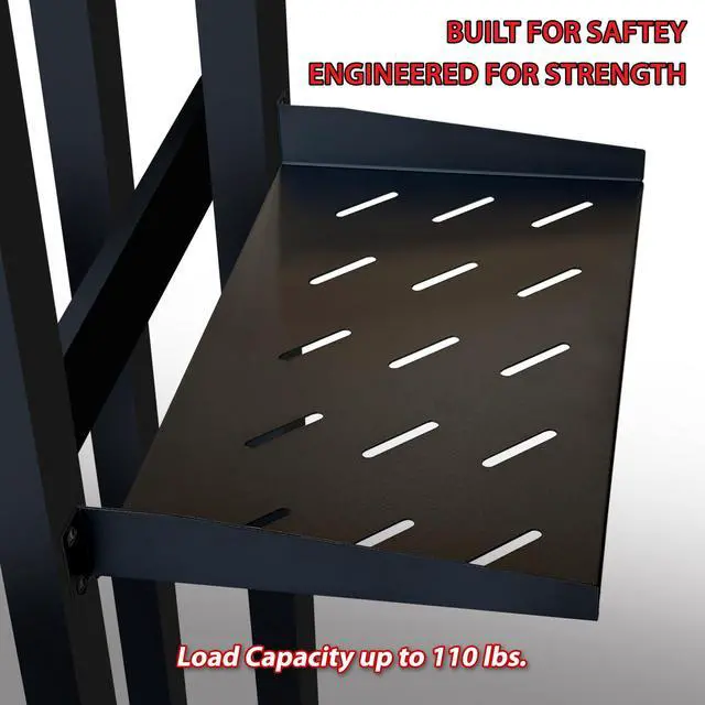 Alt view image 4 of 6 - 1U Universal Vented Server Rack Shelf - 10" Deep Cantilever Tray for 19" Format Server Racks, Network Cabinets 10" Deep Enclosure (Includes Mounting Hardware) - 2 Pack