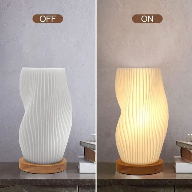 Alt view image 6 of 7 - Novelty Small Table Lamp for Bedroom,Vintage Style Striped Small Night Light Lamp, Mini Bedside Lamp for Living Room Nightstand Small Space Kids Room Living Room Office Dorm (SM), Warm-SM