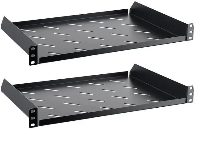 Main image of 1U Server Rack Shelf, 12" Mounting Depth, Vented Rack Mount Shelf Cantilever Tray for 19" Equipment Racks and Cabinet, Weight Capacity 44lb, Black, 2PCS