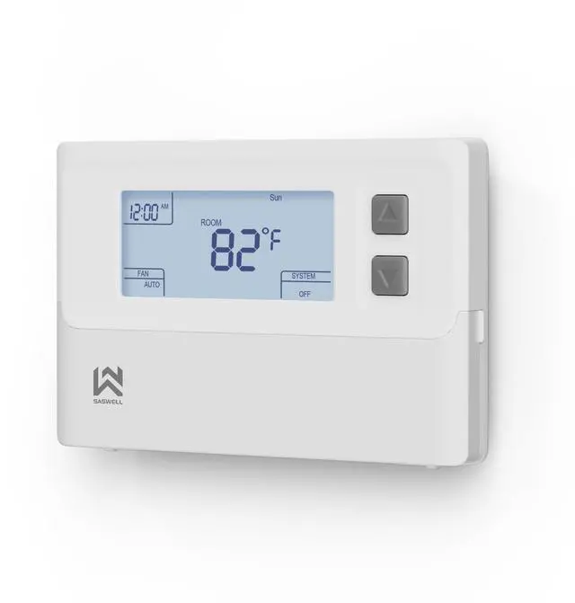 Main image of SASWELL T21 Programmable Thermostat for Home, Digital Thermostat 1 Heat/1 Cool Compatible with Heat Pump and Single-Stage Systems, Dual Power Options Battery-Powered No C-Wire Required