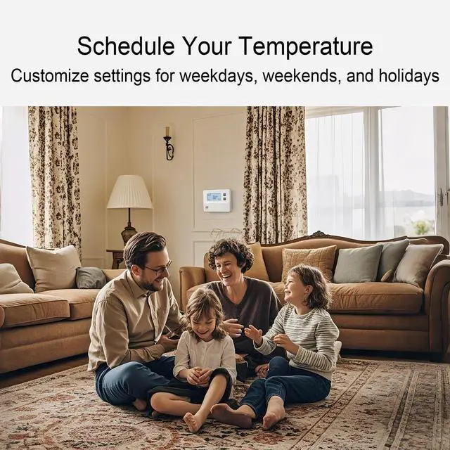 Alt view image 4 of 7 - SASWELL T21 Programmable Thermostat for Home, Digital Thermostat 1 Heat/1 Cool Compatible with Heat Pump and Single-Stage Systems, Dual Power Options Battery-Powered No C-Wire Required