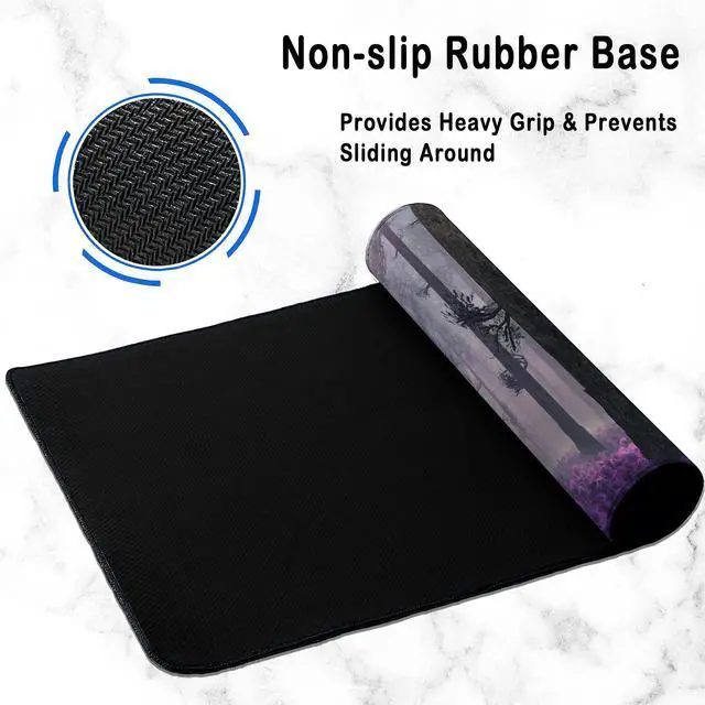 Alt view image 4 of 7 - Gaming Desk Mat Large, Purple Misty Forest Extended Mousepad,Non-Slip Rubber Mouse Pad Stitched Edges,Desktop Decorative Accessories for Home Office 31.5" x 15.7"